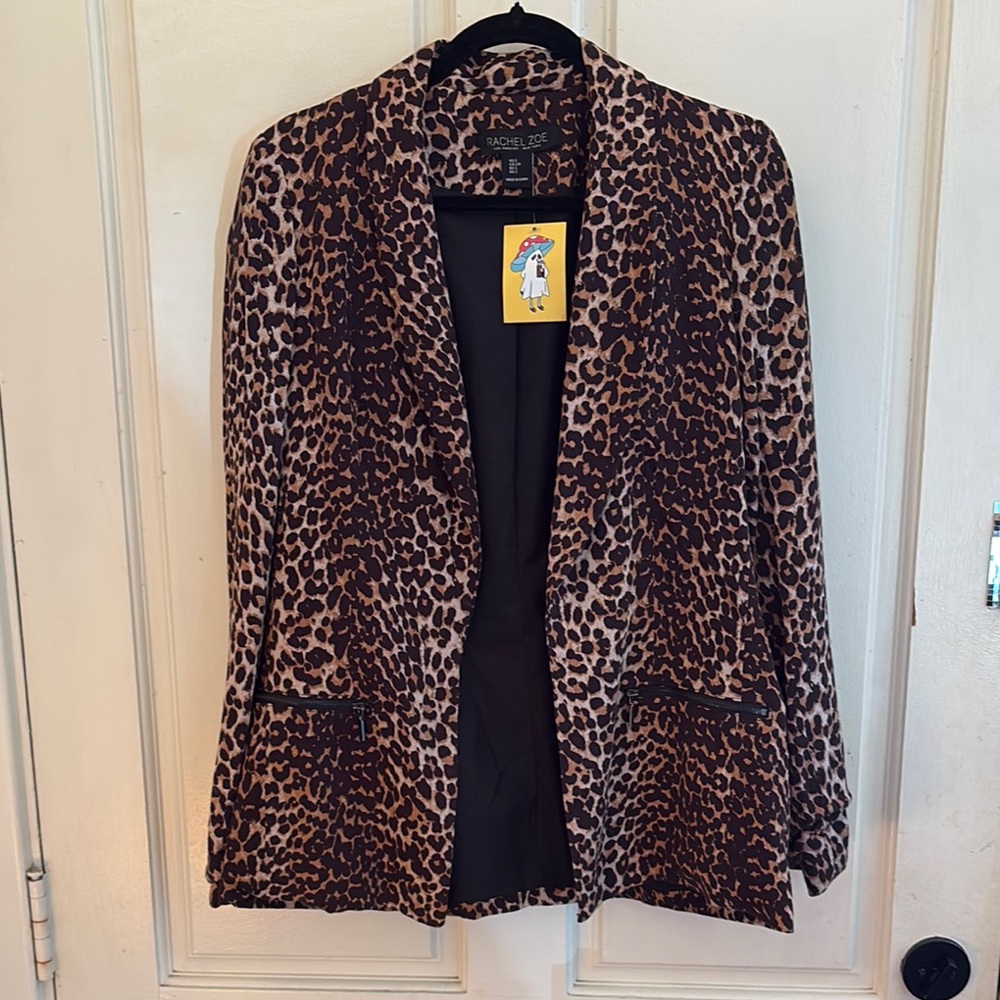 Rachel Zoe Brown and Black Leopard Print Blazer